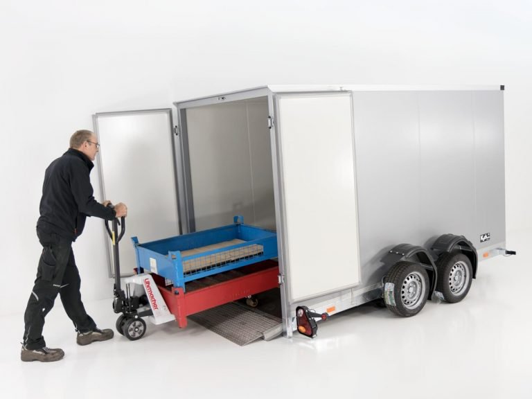 Vezeko Koffer-Absenkanhänger Höhe:190cm 2,7t|silber-Neu