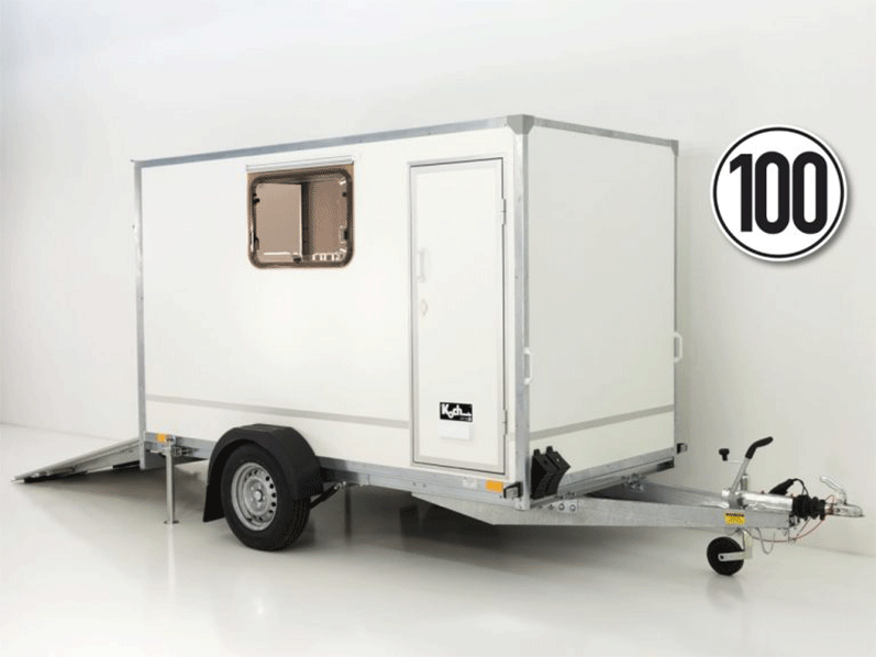 Kofferanhänger BK Höhe:180 1,3t|Rampe|Tür|2 Fenster-Neu