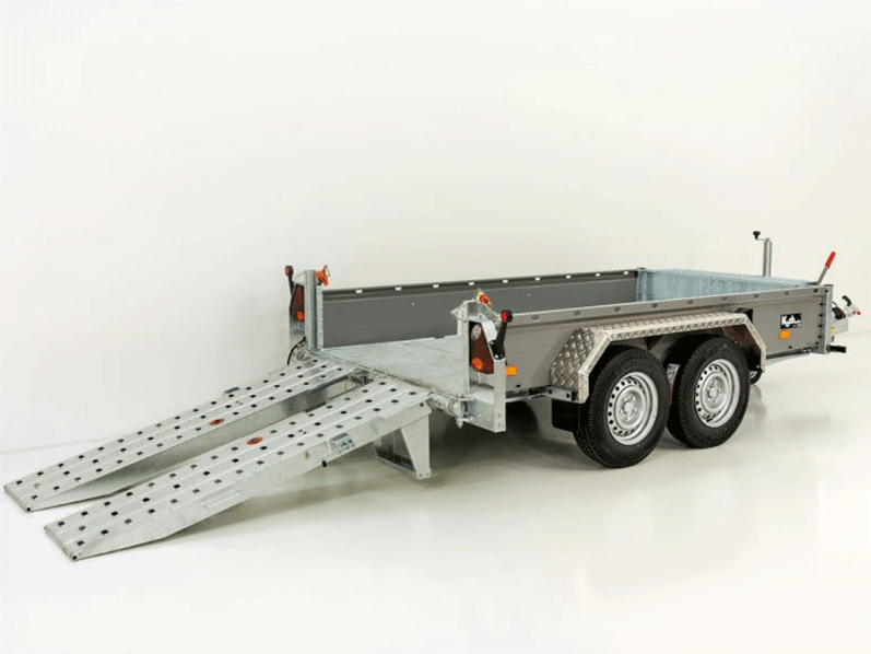 Vezeko Baumaschinenanhänger BA 175x360cm 3,5t|SB|Schwenk-Rampen|grau-Neu