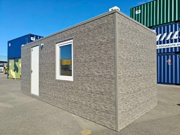 Baustellencontainer 6 m mit Strukturfassade – 2,89 m Höhe