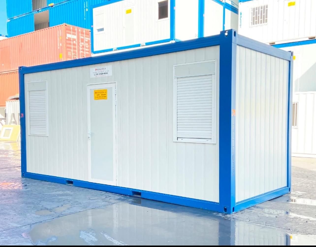 Baustellencontainer 6 m in Weiß-Blau – Werkzeug- und Materiallager