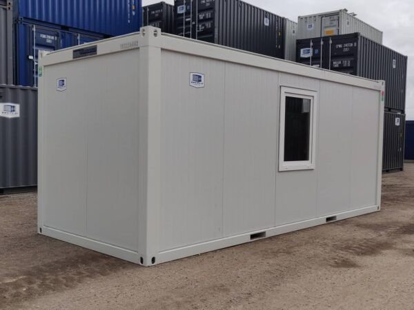 Baustellencontainer 6 m in Hellgrau – Büro und Materiallager