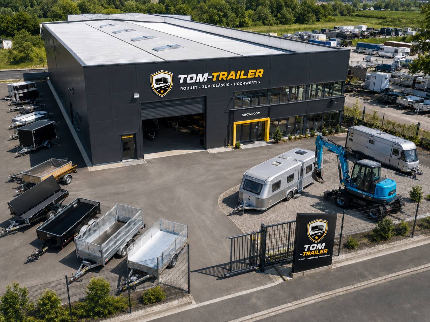 TOM-TRAILER Lager und Showroom – Außenansicht